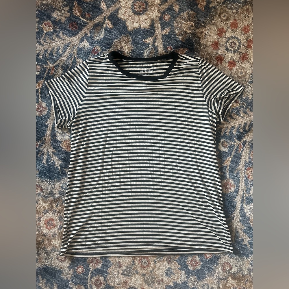 Torrid size 0 super soft knit black and white striped tee.